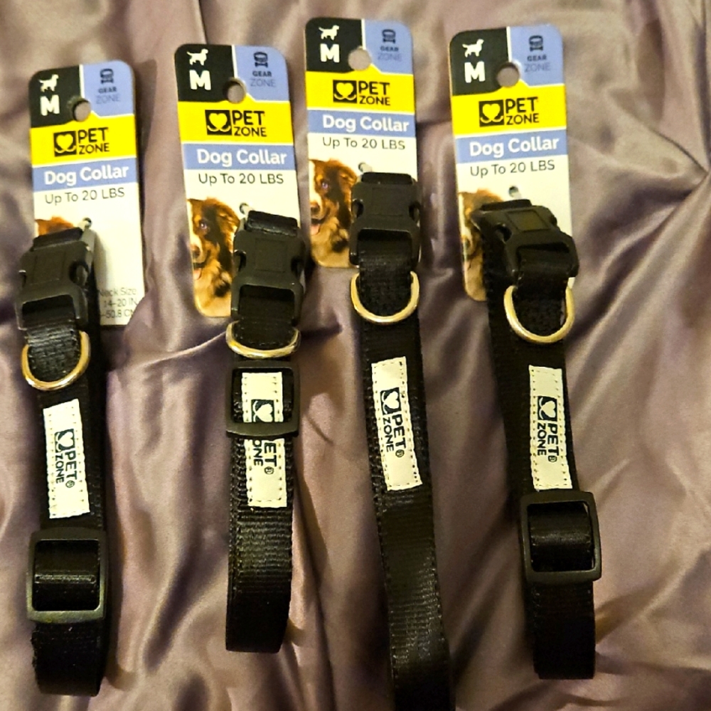 Dog Collars Pet Zone Lot of (4) New with Tags Size Medium Adjustable